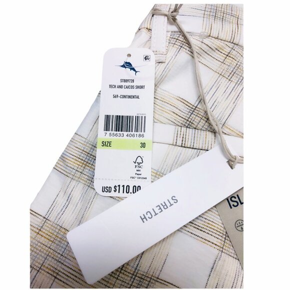 Tommy Bahama Mens Tan Checked Woven Pockets Bermuda Golf Shorts Sz 30 New - Picture 5 of 13